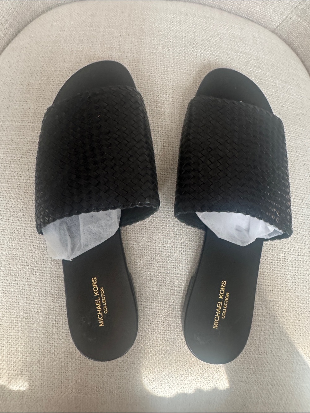 Michael Kors Black Woven Slide Mules